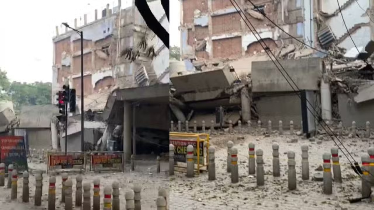 Old Hotel Building Collapses in Chandigarh’s Sector 17, Major Accident Averted